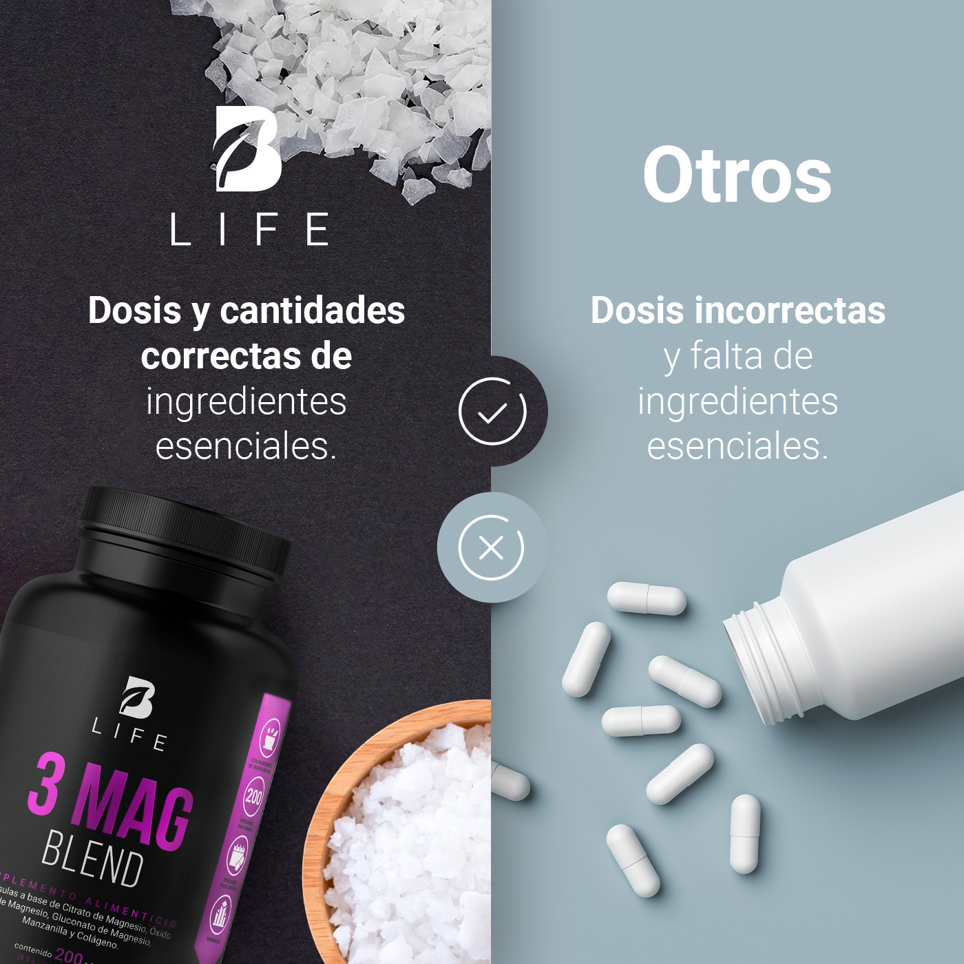 Foto 7 pulgar | Mezcla de Magnesios 200 Cápsulas Citrato Oxido Gluconato B Life