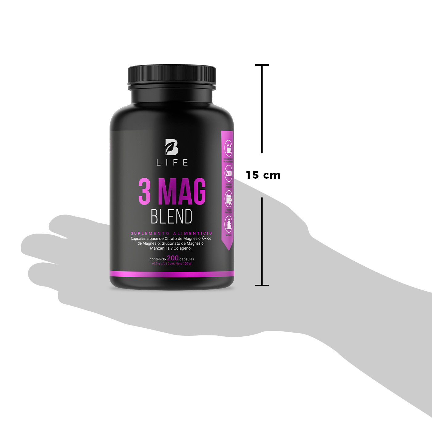 Foto 7 | Mezcla de Magnesios 200 Cápsulas Citrato Oxido Gluconato B Life