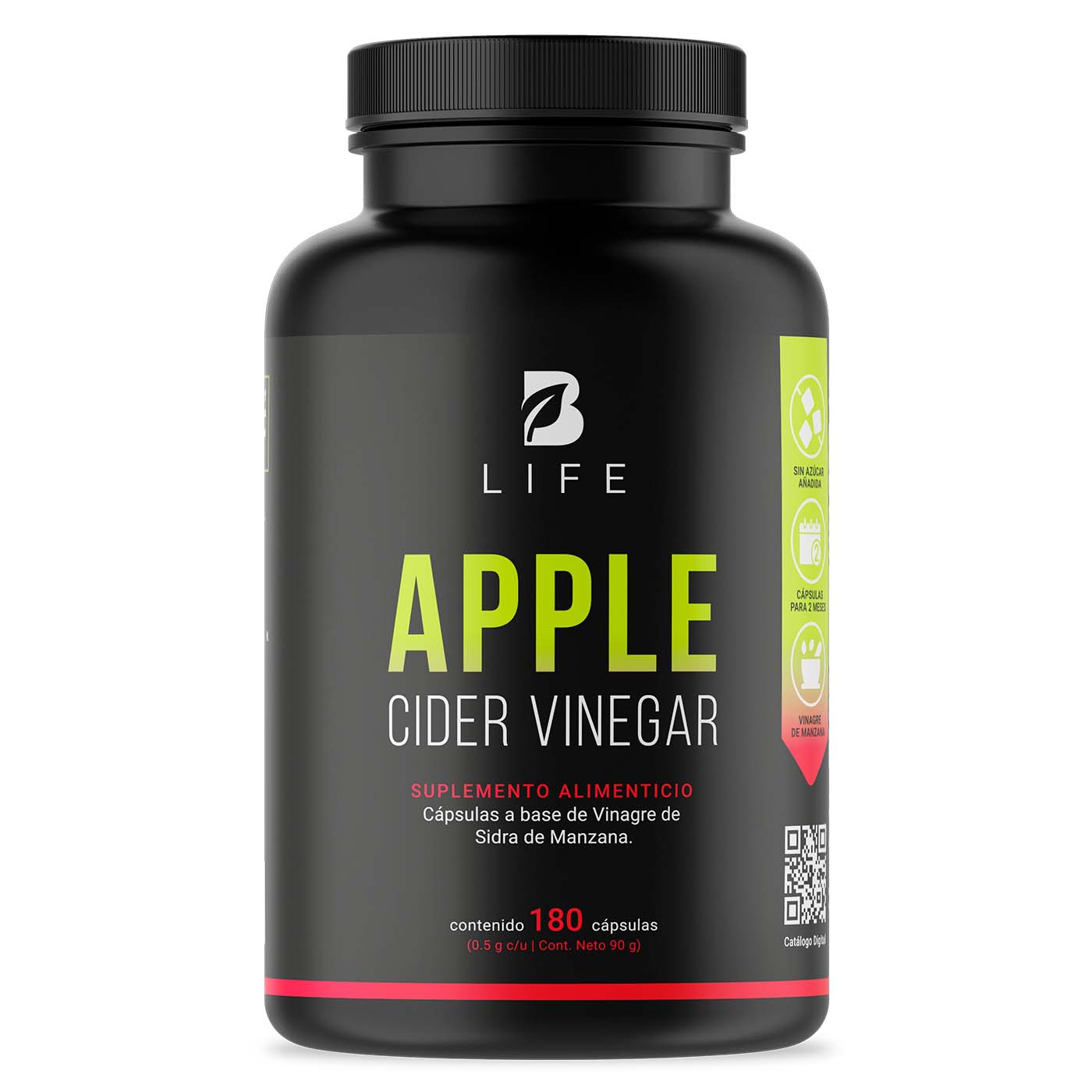 Foto 2 pulgar | Vinagre de Sidra de Manzana de 180 Cápsulas 500 mg Ingredientes Naturales Apple Cider Vinegar B Life