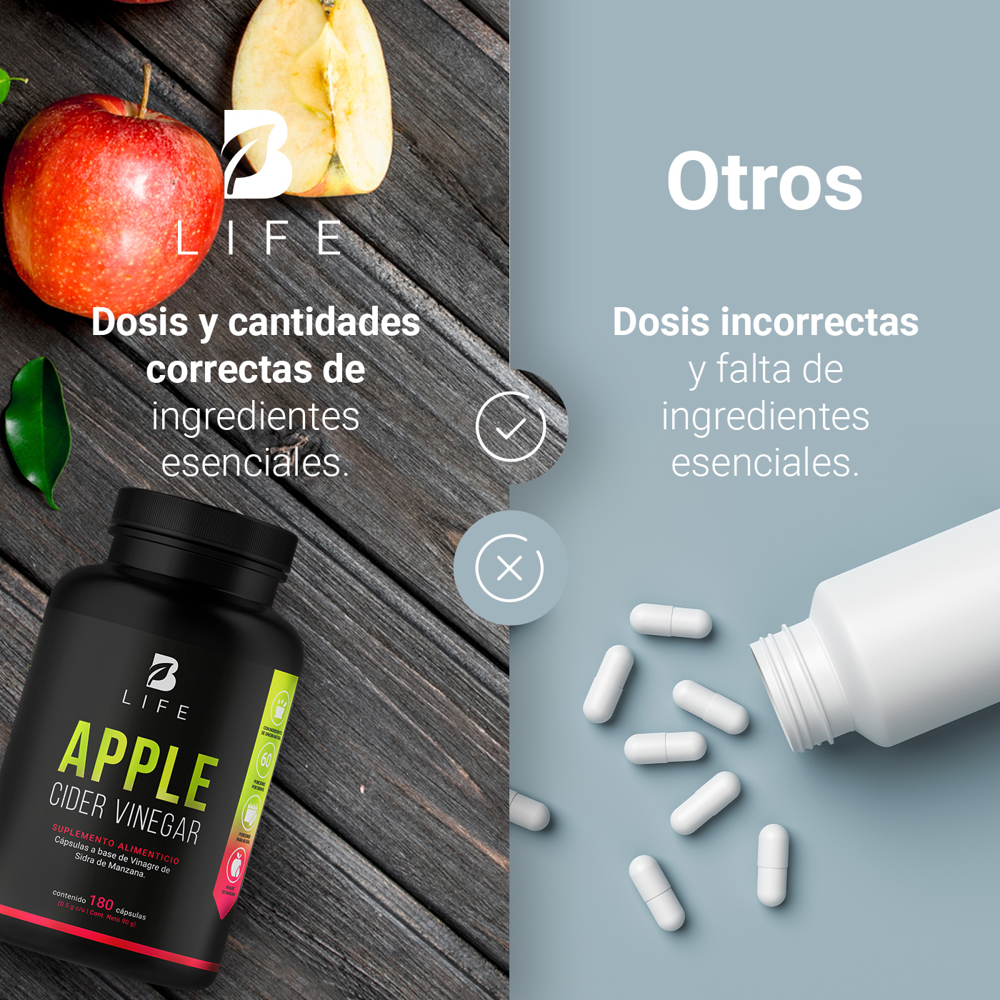 Foto 6 | Vinagre de Sidra de Manzana de 180 Cápsulas 500 mg Ingredientes Naturales Apple Cider Vinegar B Life