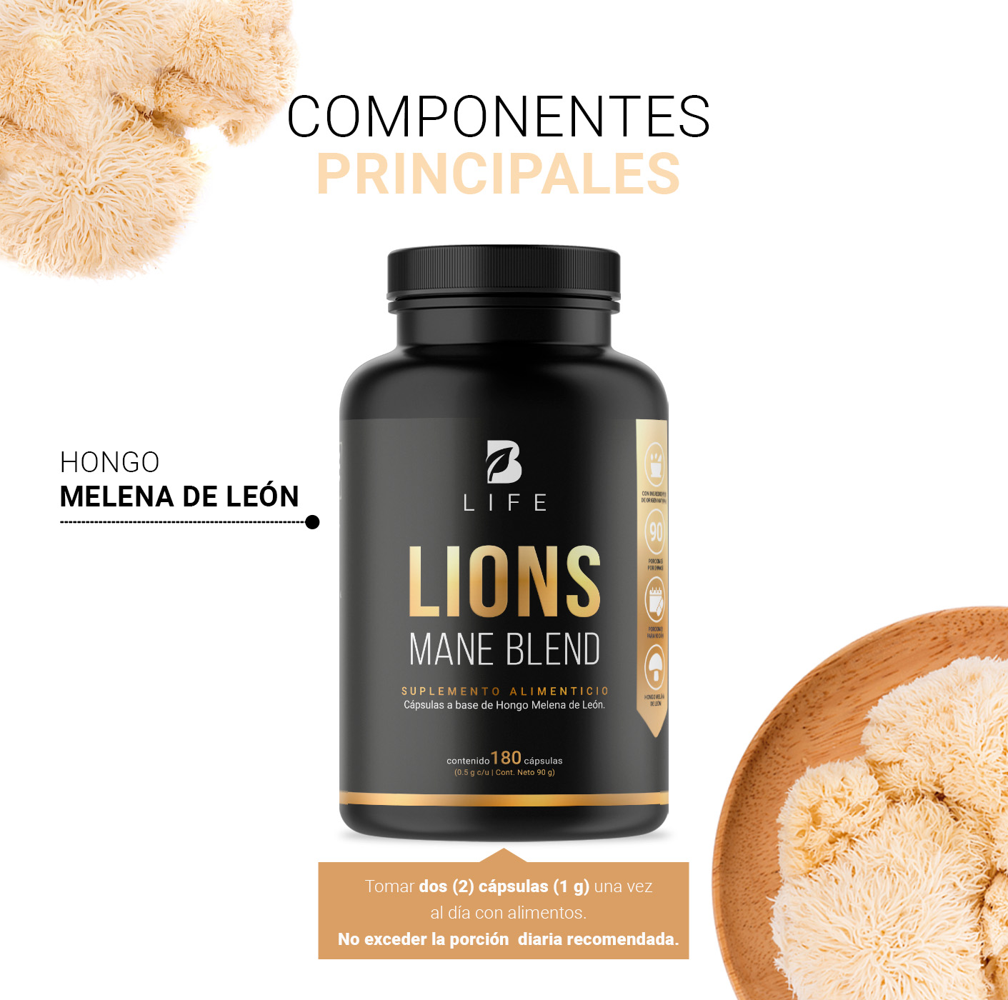 Foto 5 pulgar | Suplemento Alimenticio B Life Lions Mane Blend 180 Cápsulas