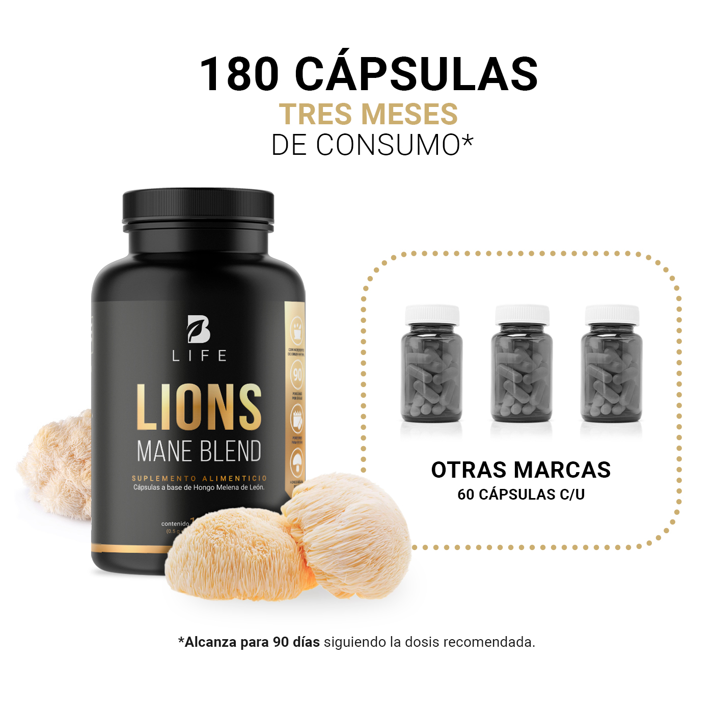 Foto 6 pulgar | Suplemento Alimenticio B Life Lions Mane Blend 180 Cápsulas