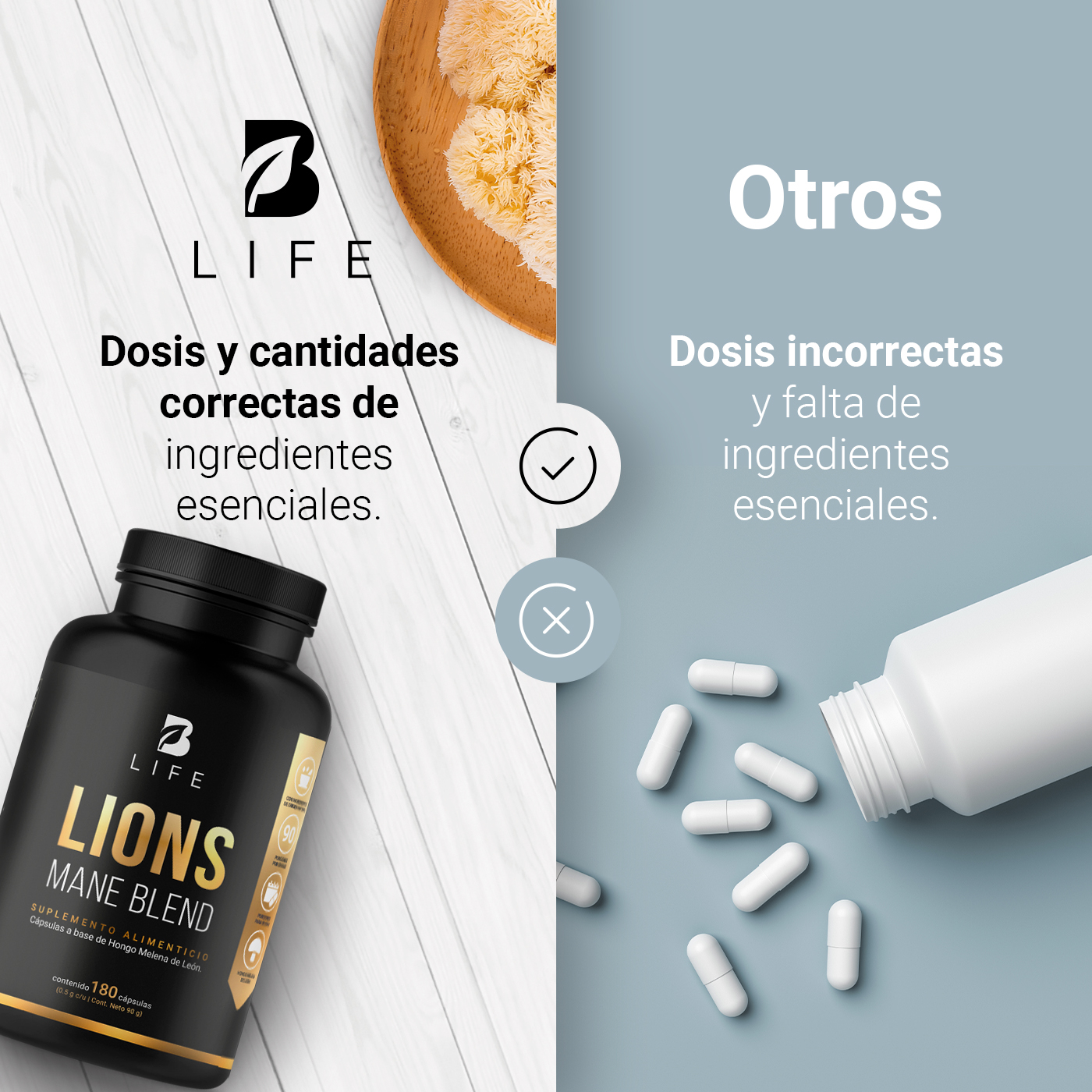 Foto 7 pulgar | Suplemento Alimenticio B Life Lions Mane Blend 180 Cápsulas