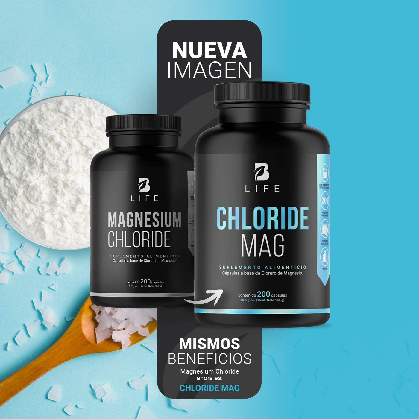 Foto 4 pulgar | Cloruro de Magnesio B Life con 200 Cápsulas