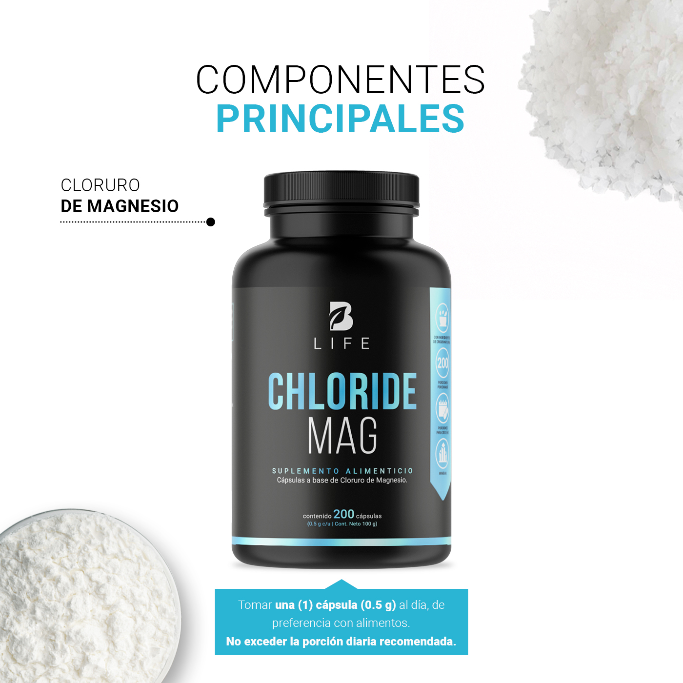 Foto 5 pulgar | Cloruro de Magnesio B Life con 200 Cápsulas
