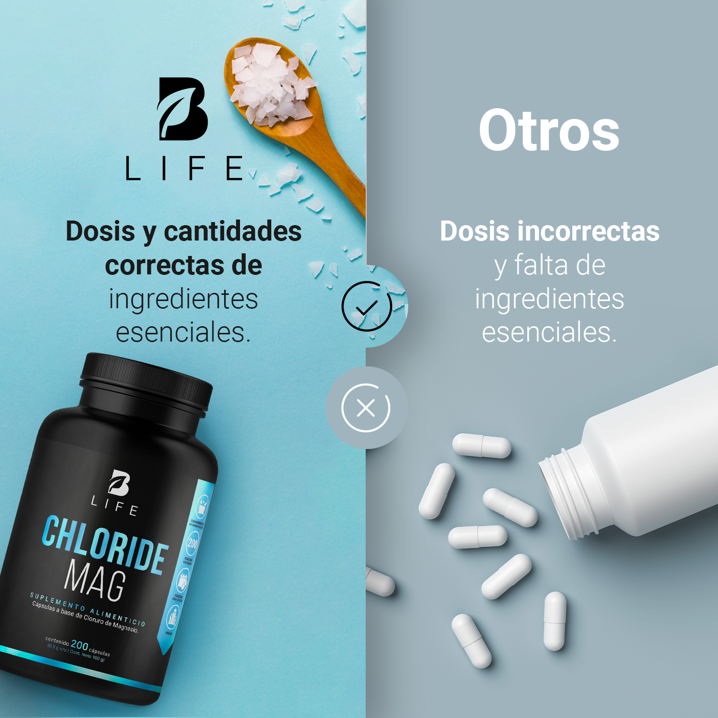 Foto 6 | Cloruro de Magnesio B Life con 200 Cápsulas
