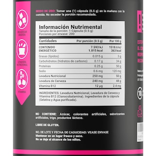 Foto 2 | Suplemento Alimenticio B Life Levadura de Cerveza B12 200 Cápsulas