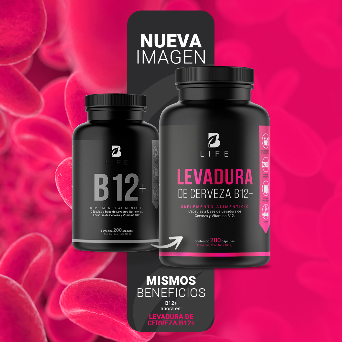 Foto 4 pulgar | Suplemento Alimenticio B Life Levadura de Cerveza B12 200 Cápsulas