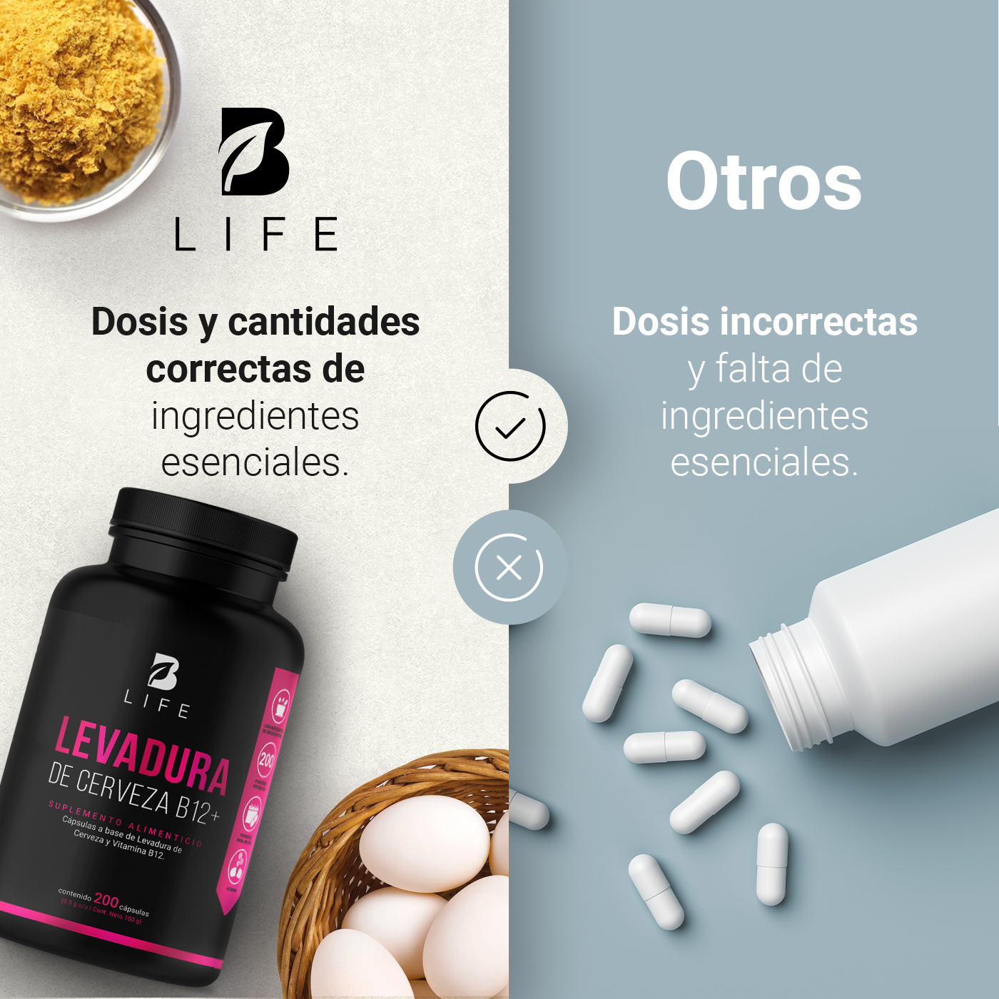 Foto 7 pulgar | Suplemento Alimenticio B Life Levadura de Cerveza B12 200 Cápsulas