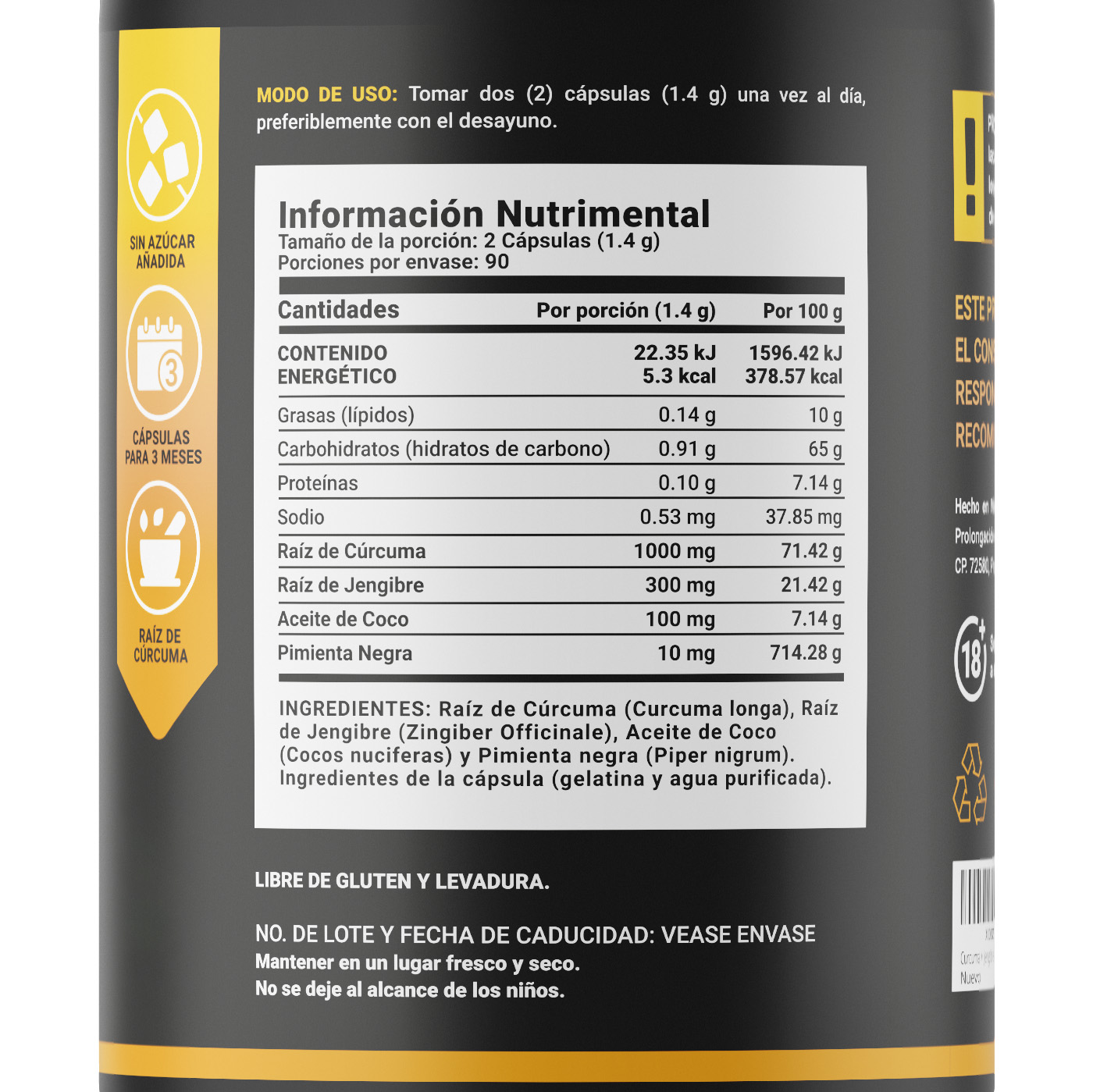 Foto 3 pulgar | Suplemento Alimenticio B Life Turmeric con Ginger 180 Cápsulas