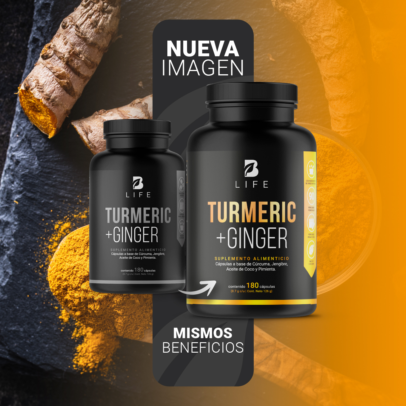 Foto 4 pulgar | Suplemento Alimenticio B Life Turmeric con Ginger 180 Cápsulas