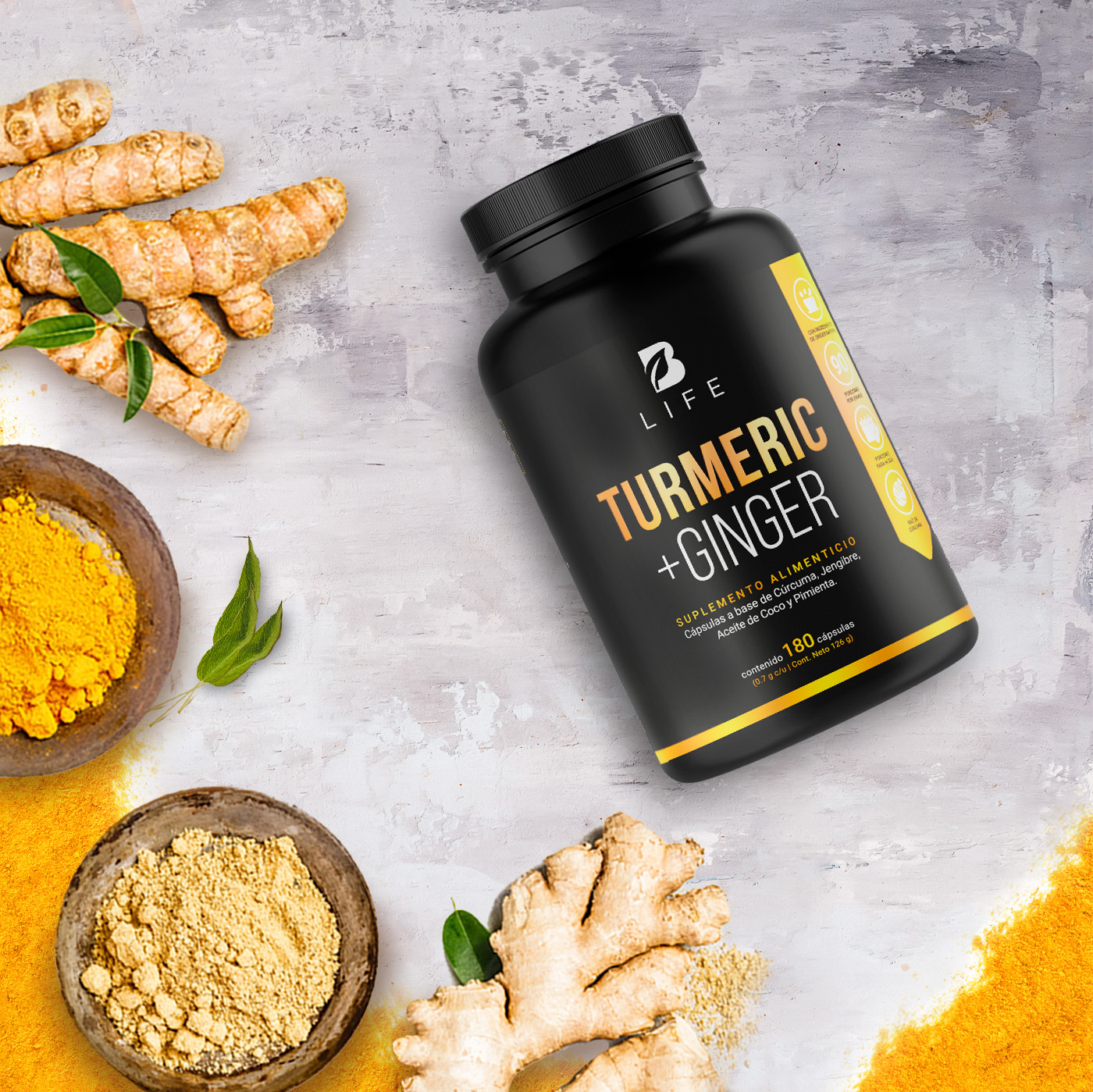 Foto 8 pulgar | Suplemento Alimenticio B Life Turmeric con Ginger 180 Cápsulas