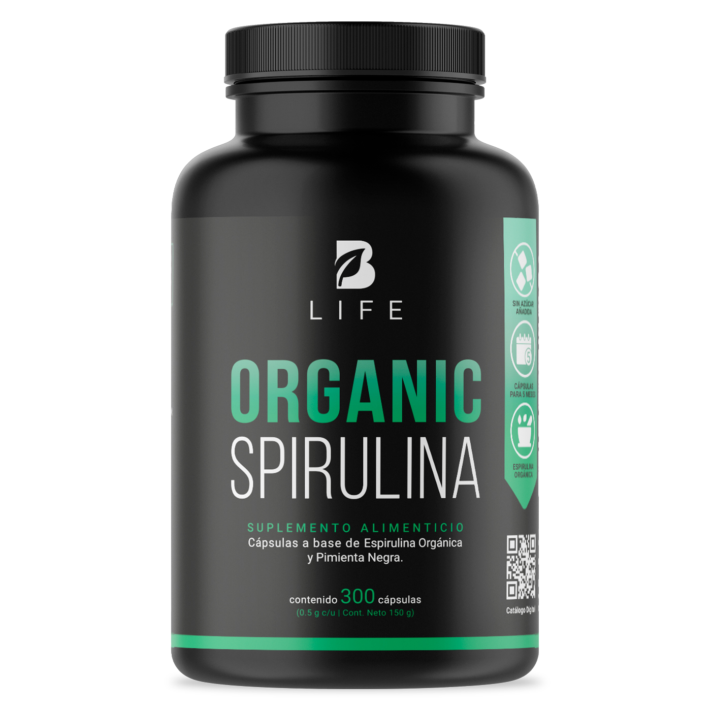 Foto 2 pulgar | Espirulina Orgánica de 300 Cápsulas 500 mg Ingredientes Naturales Alga Espirulina Organic Spirulina B Life