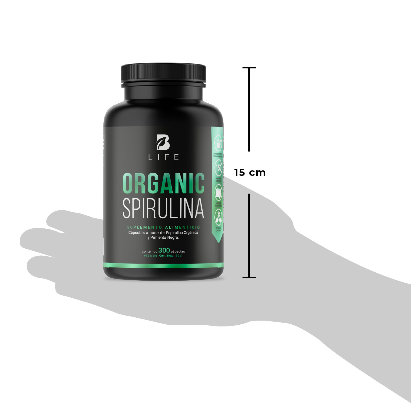 Foto 8 pulgar | Espirulina Orgánica de 300 Cápsulas 500 mg Ingredientes Naturales Alga Espirulina Organic Spirulina B Life