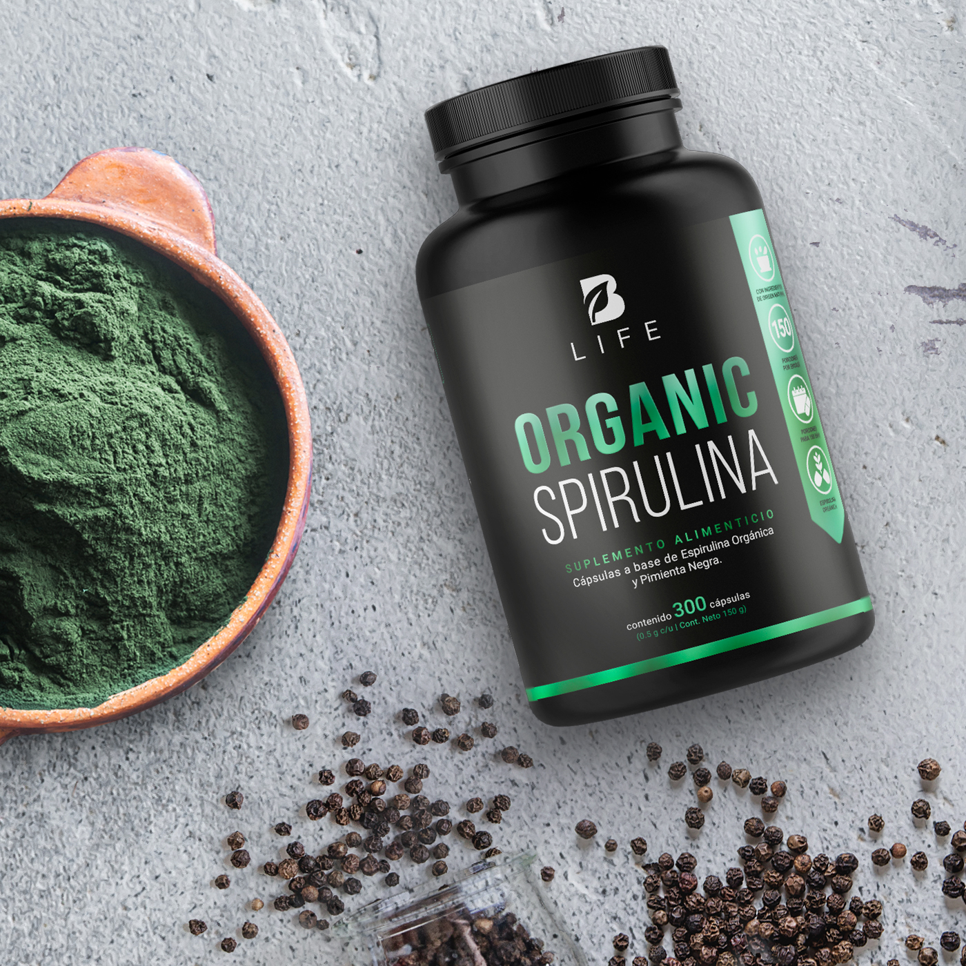 Foto 9 pulgar | Espirulina Orgánica de 300 Cápsulas 500 mg Ingredientes Naturales Alga Espirulina Organic Spirulina B Life