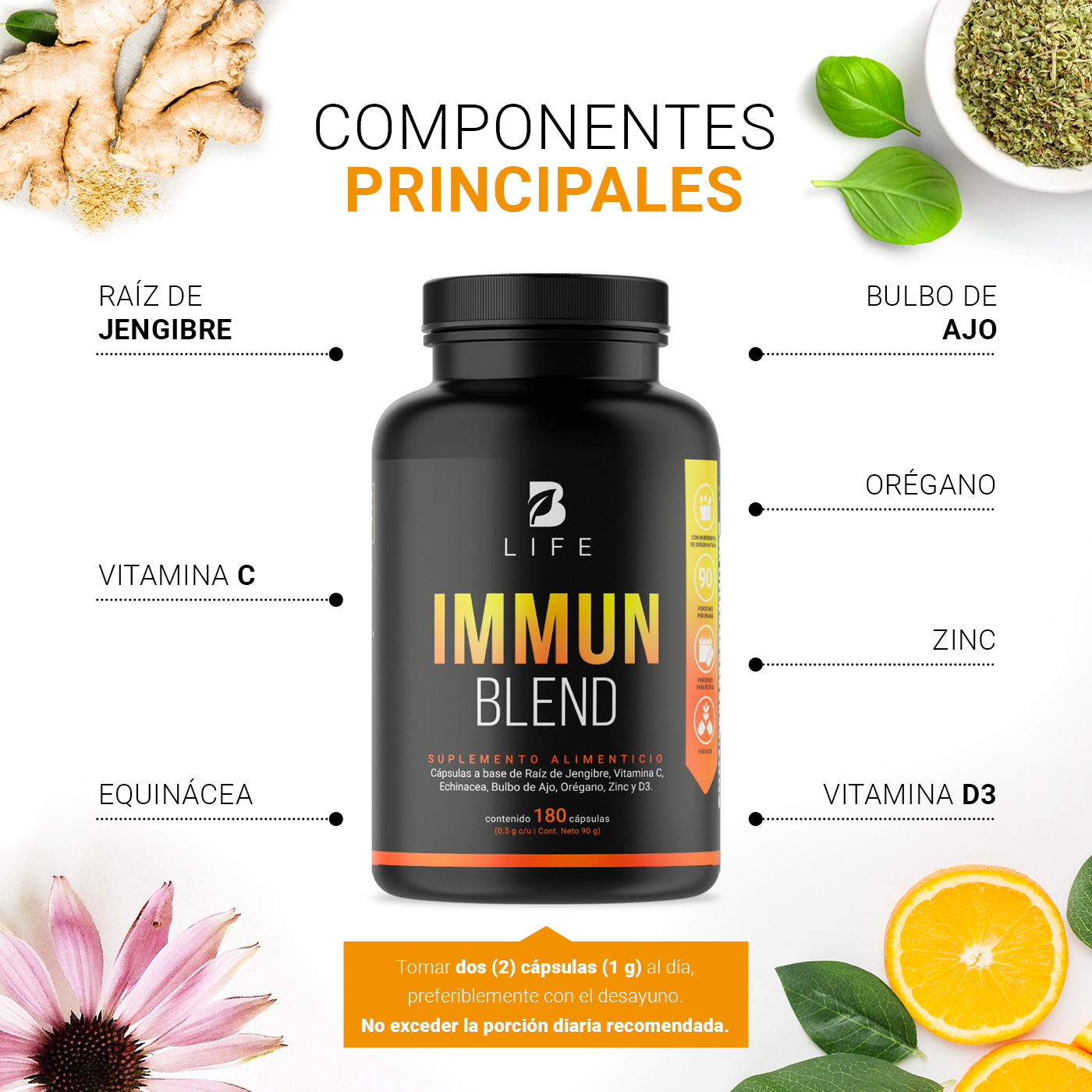 Foto 5 pulgar | Immun Blend 180 Cápsulas Ingredientes Naturales Immune Blend B Life