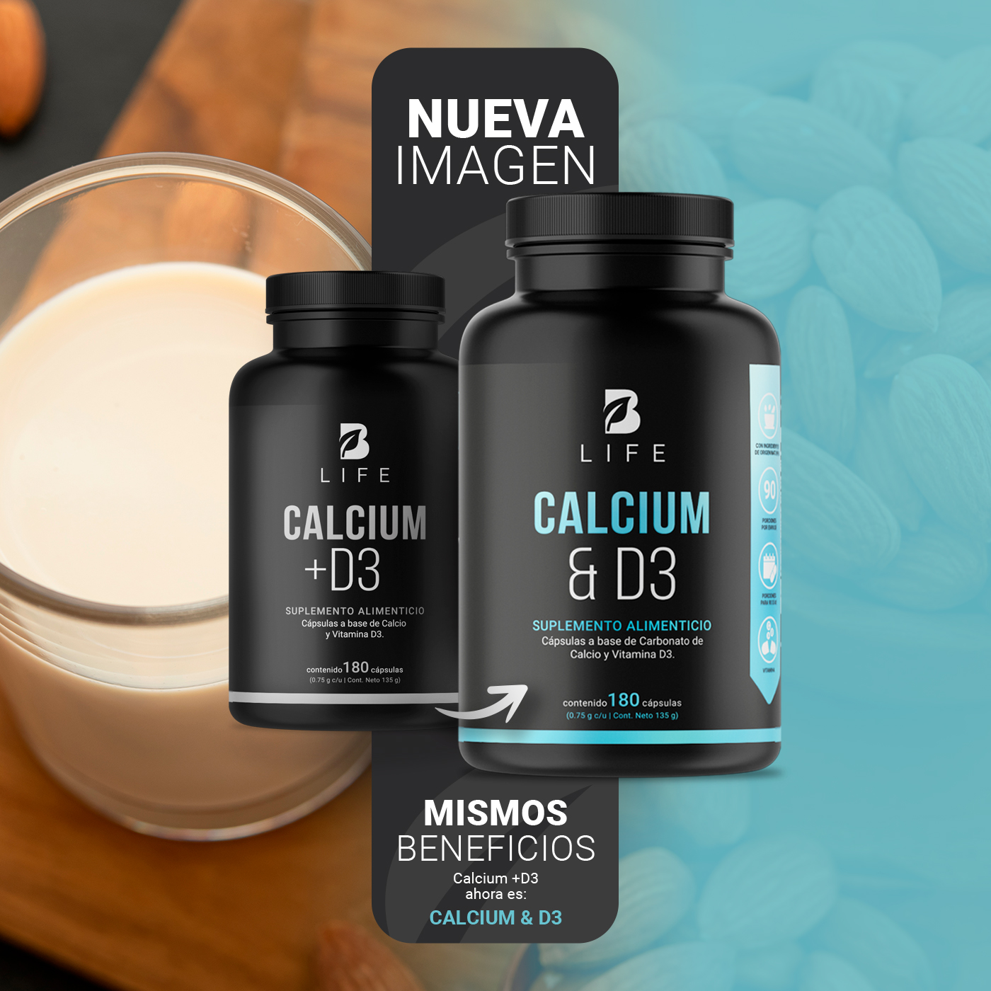 Foto 4 pulgar | Suplemento Alimenticio B Life Calcium +D3 180 Cápsulas