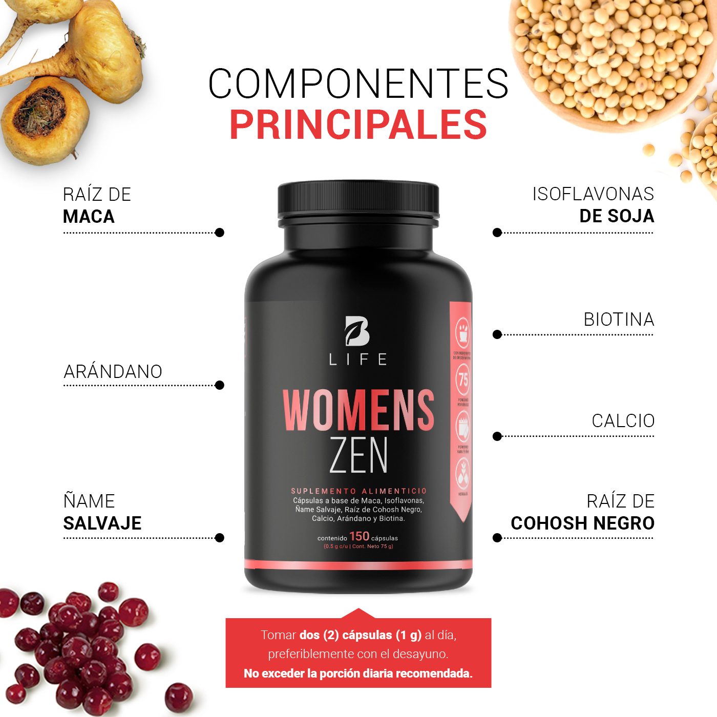 Foto 5 pulgar | Womens Zen de 150 Cápsulas Ingredientes Naturales Womens Zen B Life