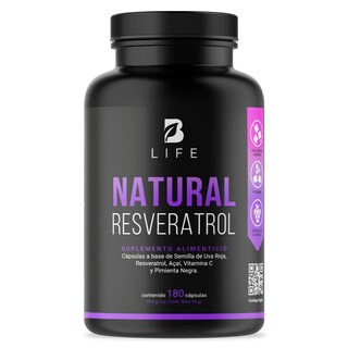 Foto 1 | Resveratrol con Pimienta Negra/ Uva Roja/ Acai/ Vitamina C de 500 mg 180 Cápsulas Resveratrol B Life