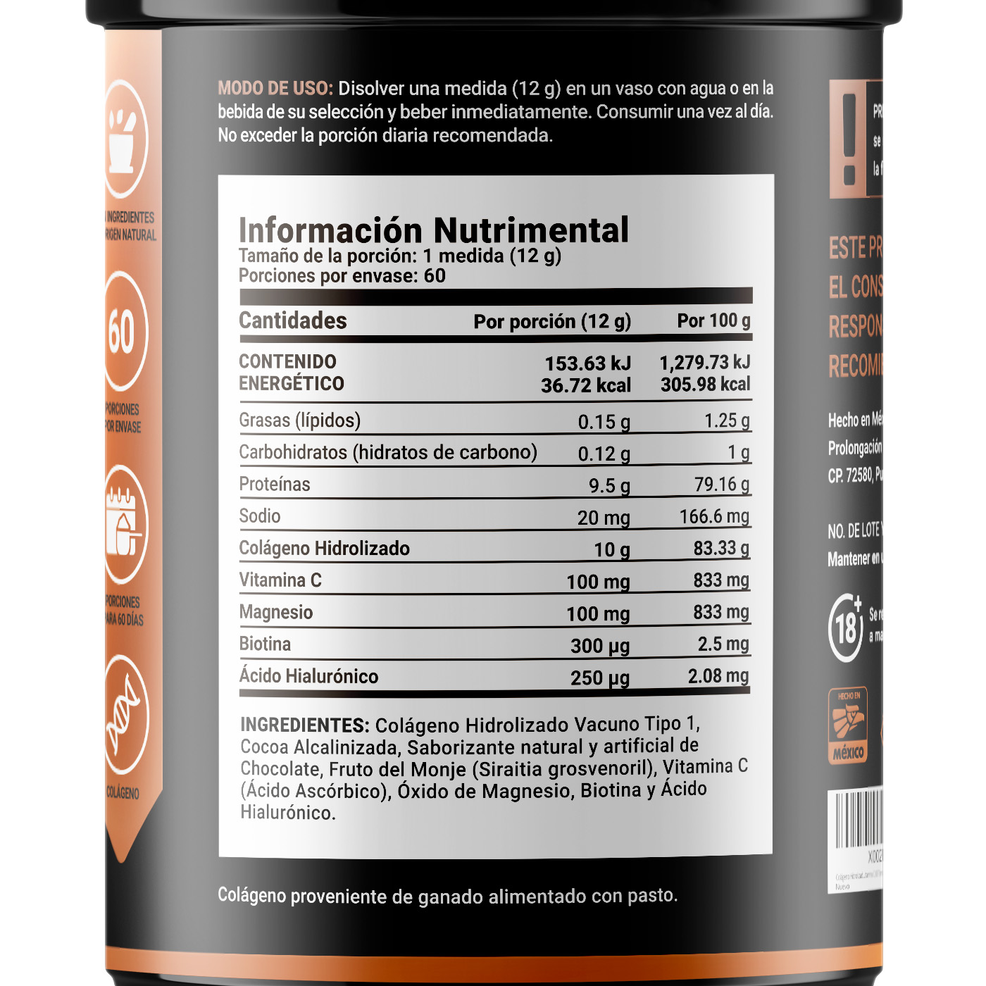 Foto 3 pulgar | Suplemento B Life Collagen Dark 60 Porciones