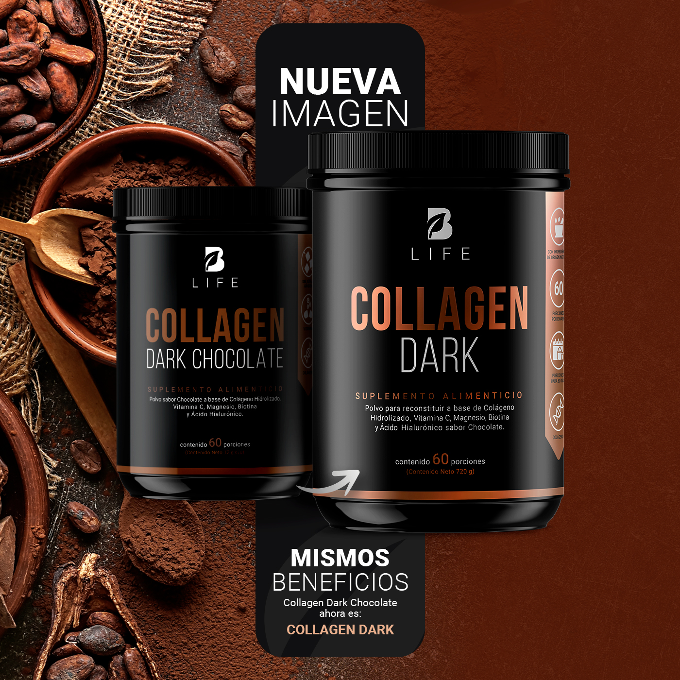 Foto 4 pulgar | Suplemento B Life Collagen Dark 60 Porciones