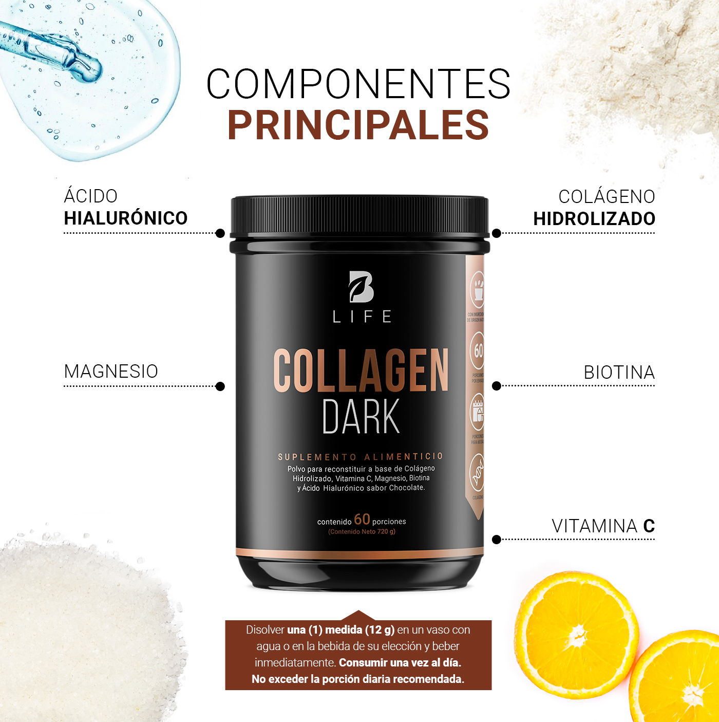 Foto 5 pulgar | Suplemento B Life Collagen Dark 60 Porciones