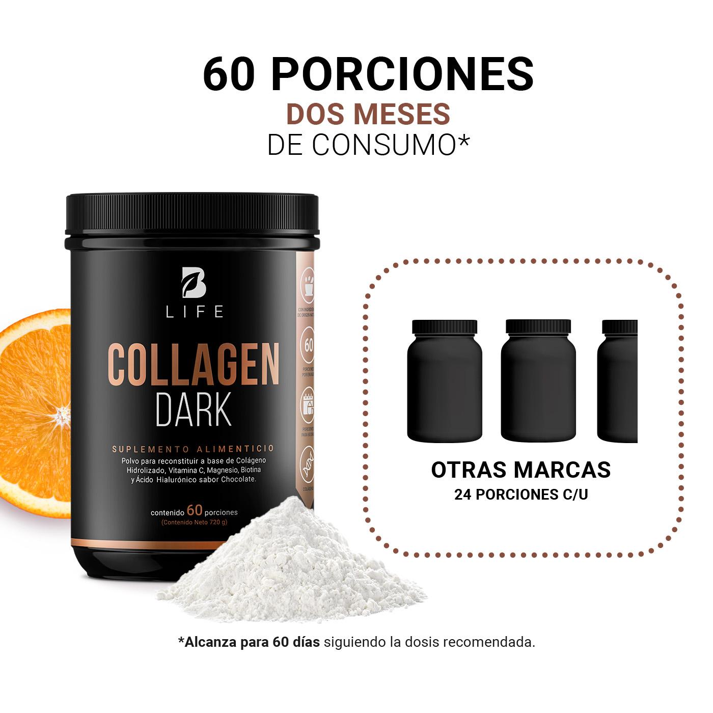 Foto 6 pulgar | Suplemento B Life Collagen Dark 60 Porciones