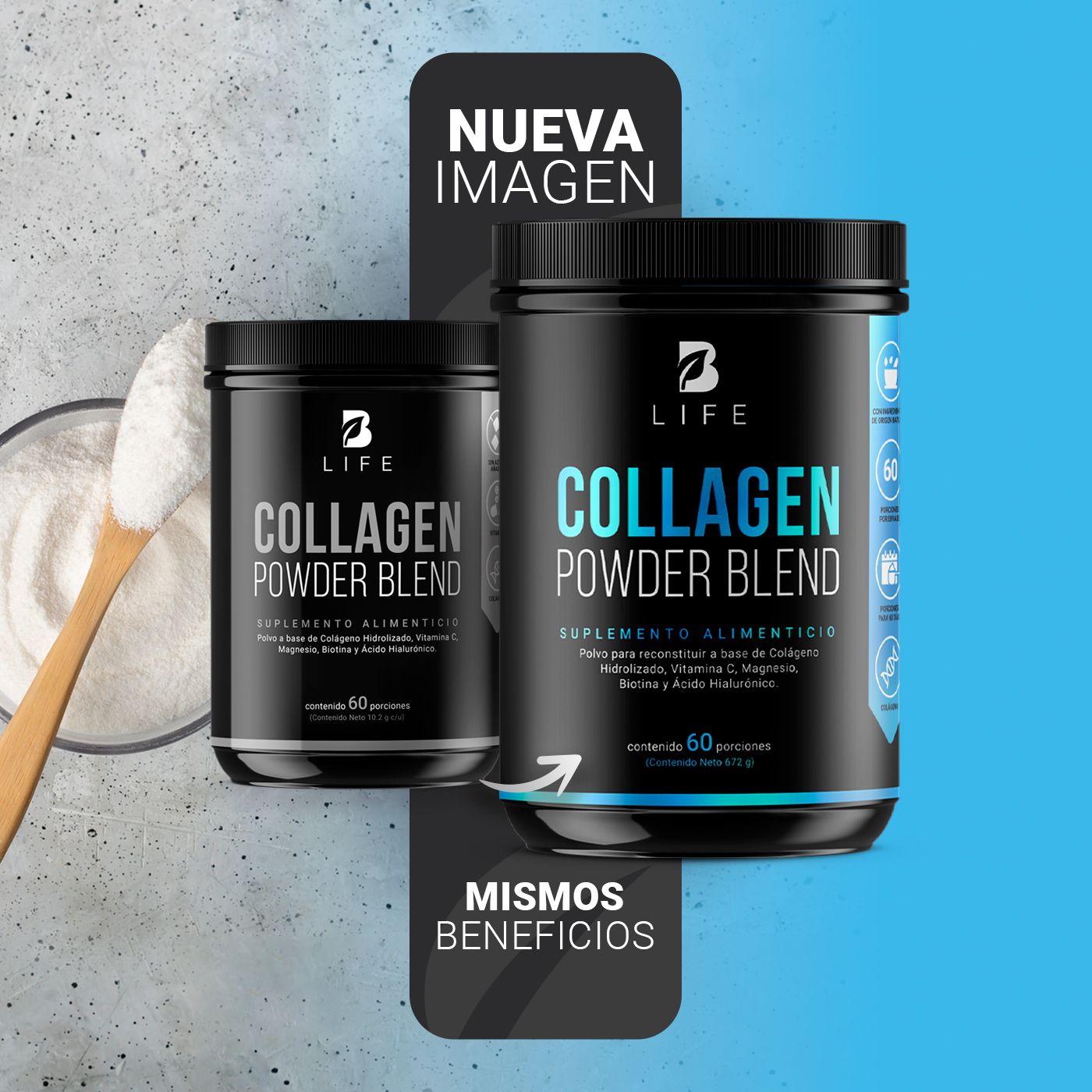 Foto 4 pulgar | Colágeno Hidrolizado Sin Sabor 60 Tomas B Life