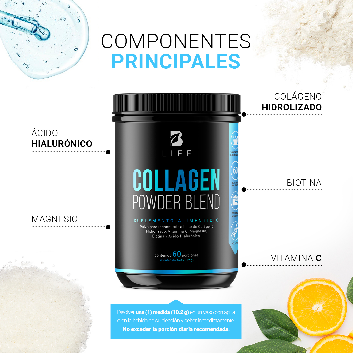 Foto 4 | Colágeno Hidrolizado Sin Sabor 60 Tomas B Life