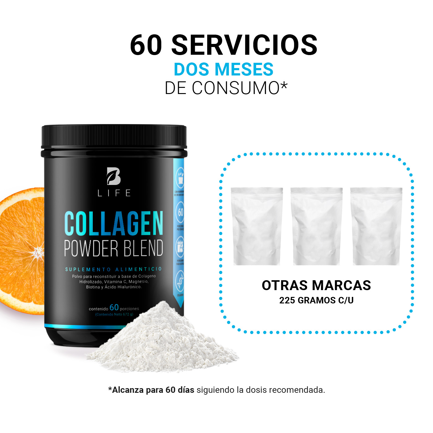 Foto 5 | Colágeno Hidrolizado Sin Sabor 60 Tomas B Life