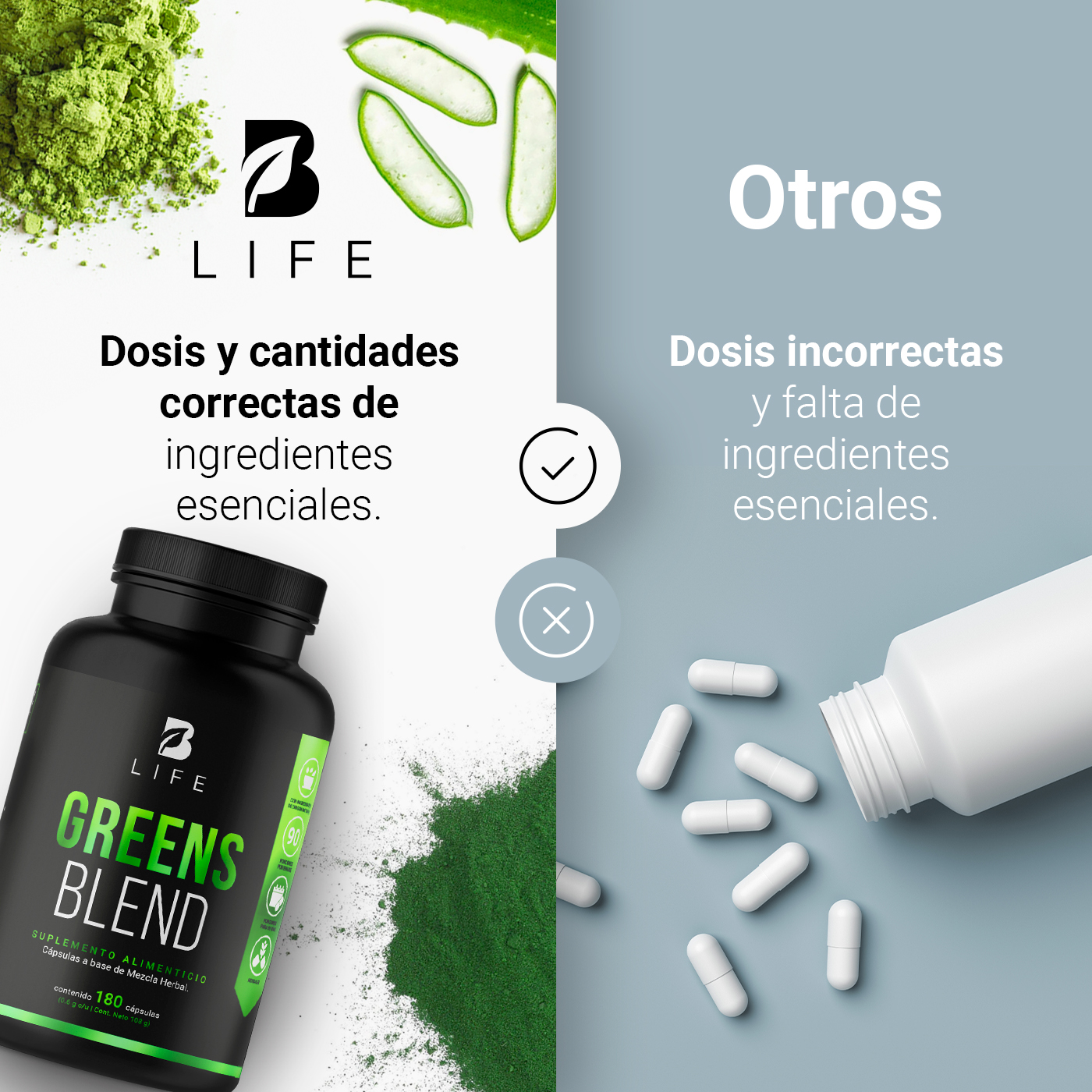 Foto 7 pulgar | Suplemento Alimenticio Greens Blend Espirulina Moringa Weathgrass B Life