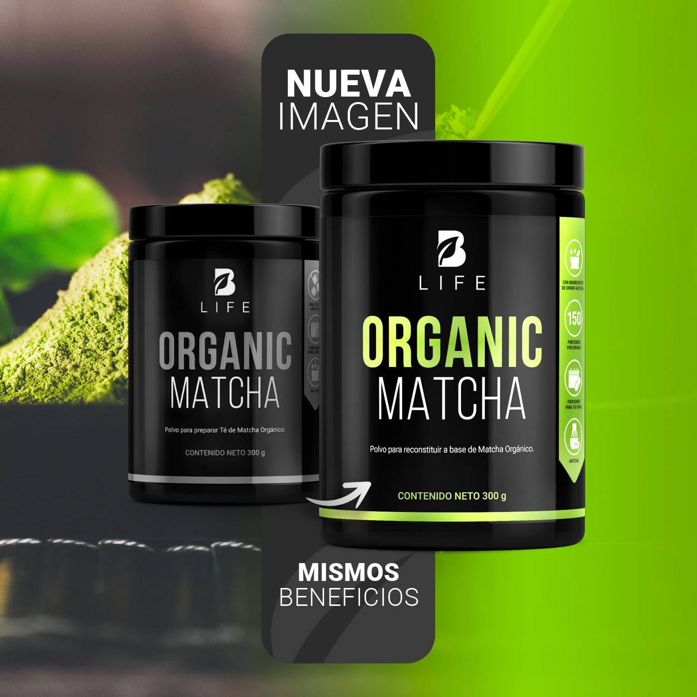Foto 4 pulgar | Suplemento B Life Matcha en Polvo Orgánica 300 gr 150 Servicios
