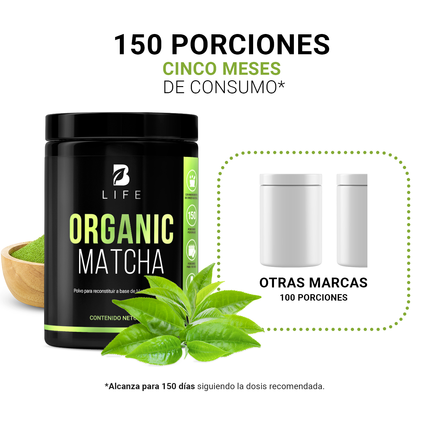 Foto 6 pulgar | Suplemento B Life Matcha en Polvo Orgánica 300 gr 150 Servicios
