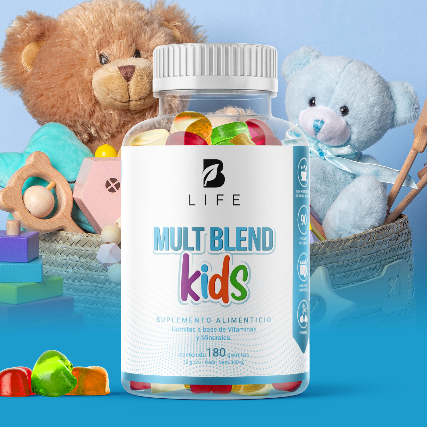 Foto 8 | Mult Plus Kids Gummies 180 gomitas Sin Azúcar Añadida Ingredientes Naturales Vitaminas y Minerales Mult Plus Kids B Li