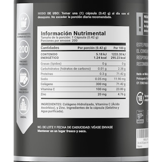 Foto 2 | Zinc de 200 Cápsulas Ingredientes Naturales Zin Colágeno y Vitamina C Z Blend B Life