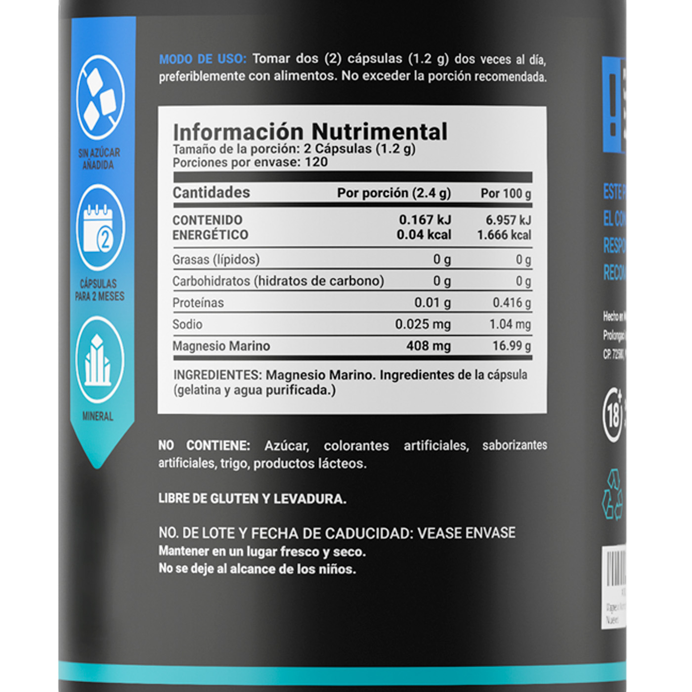 Foto 3 pulgar | Suplemento Alimenticio B Life Marine Magnesium 240 Cápsulas