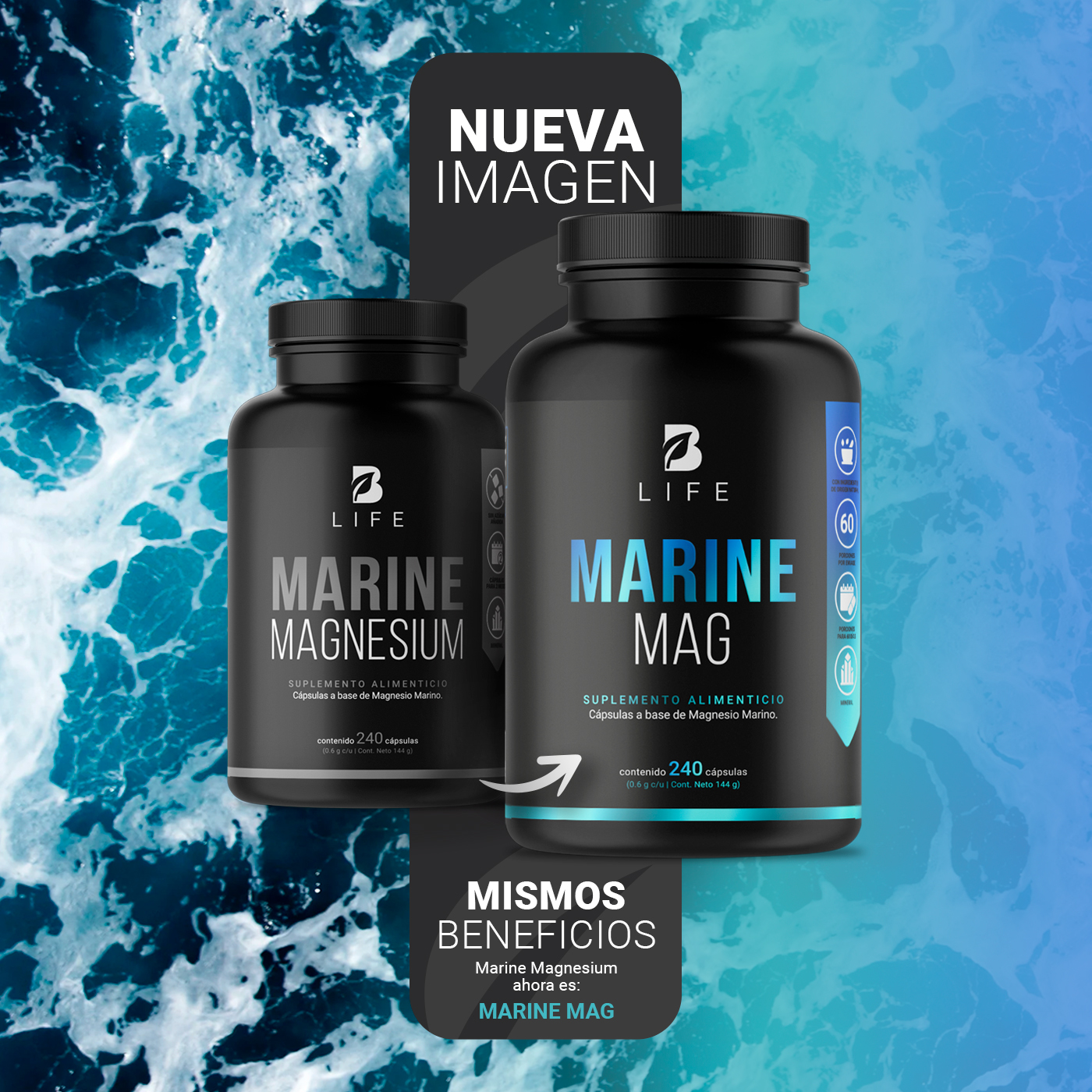Foto 4 pulgar | Suplemento Alimenticio B Life Marine Magnesium 240 Cápsulas