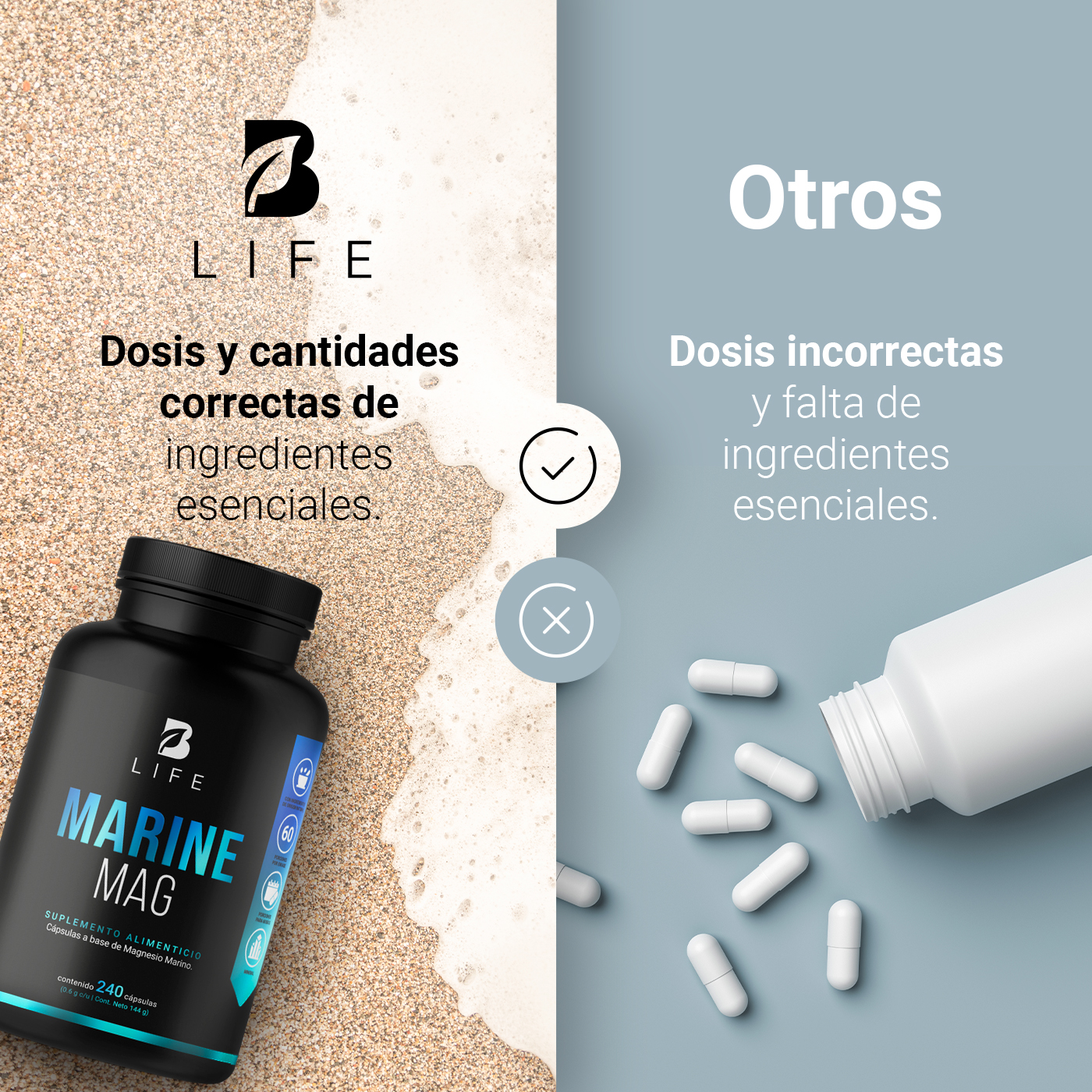 Foto 7 pulgar | Suplemento Alimenticio B Life Marine Magnesium 240 Cápsulas