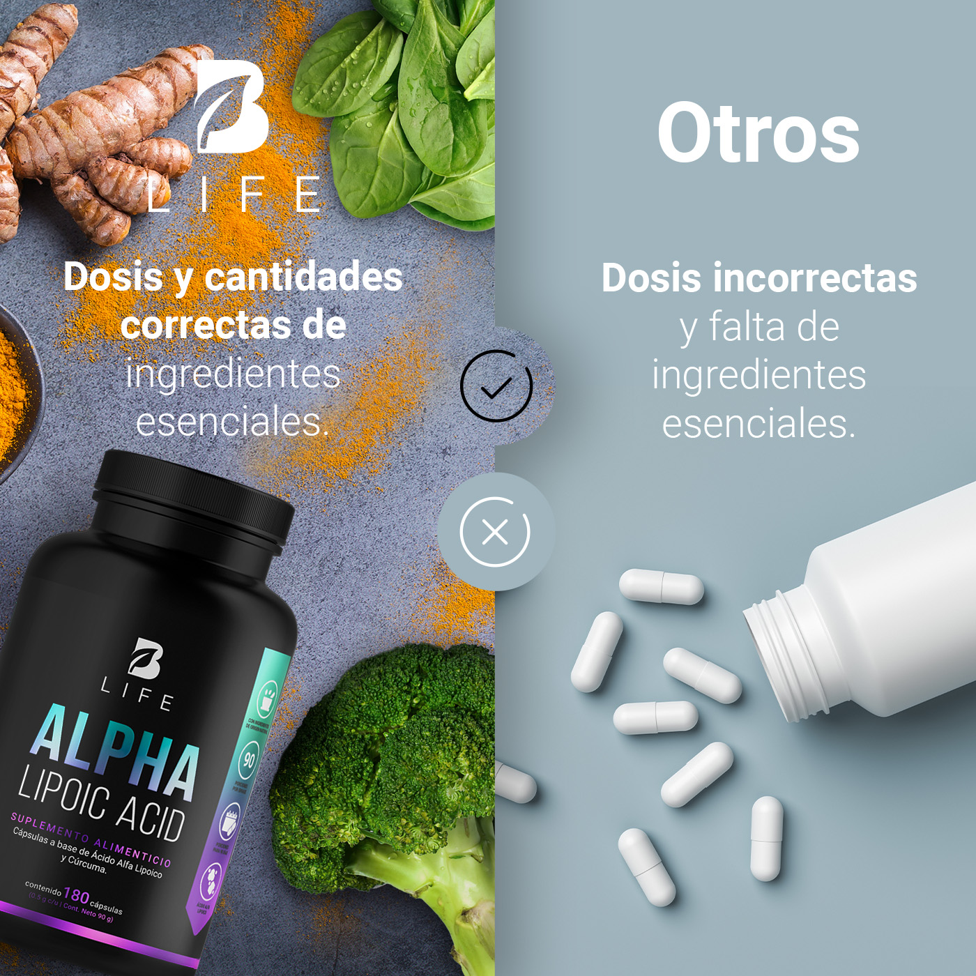 Foto 7 pulgar | Ácido Alfa Lipoico de 180 Cápsulas con Cúrcuma Ingredientes Naturales Alpha Lipoic Acid. B Life