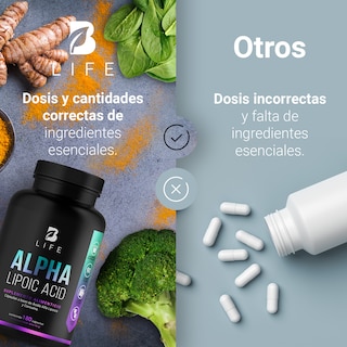 Foto 6 | Ácido Alfa Lipoico de 180 Cápsulas con Cúrcuma Ingredientes Naturales Alpha Lipoic Acid. B Life