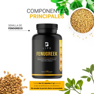 Foto 4 | Fenogreco de 180 Cápsulas de 500 mg Ingredientes Naturales Fenugreek Seed Powder B Life