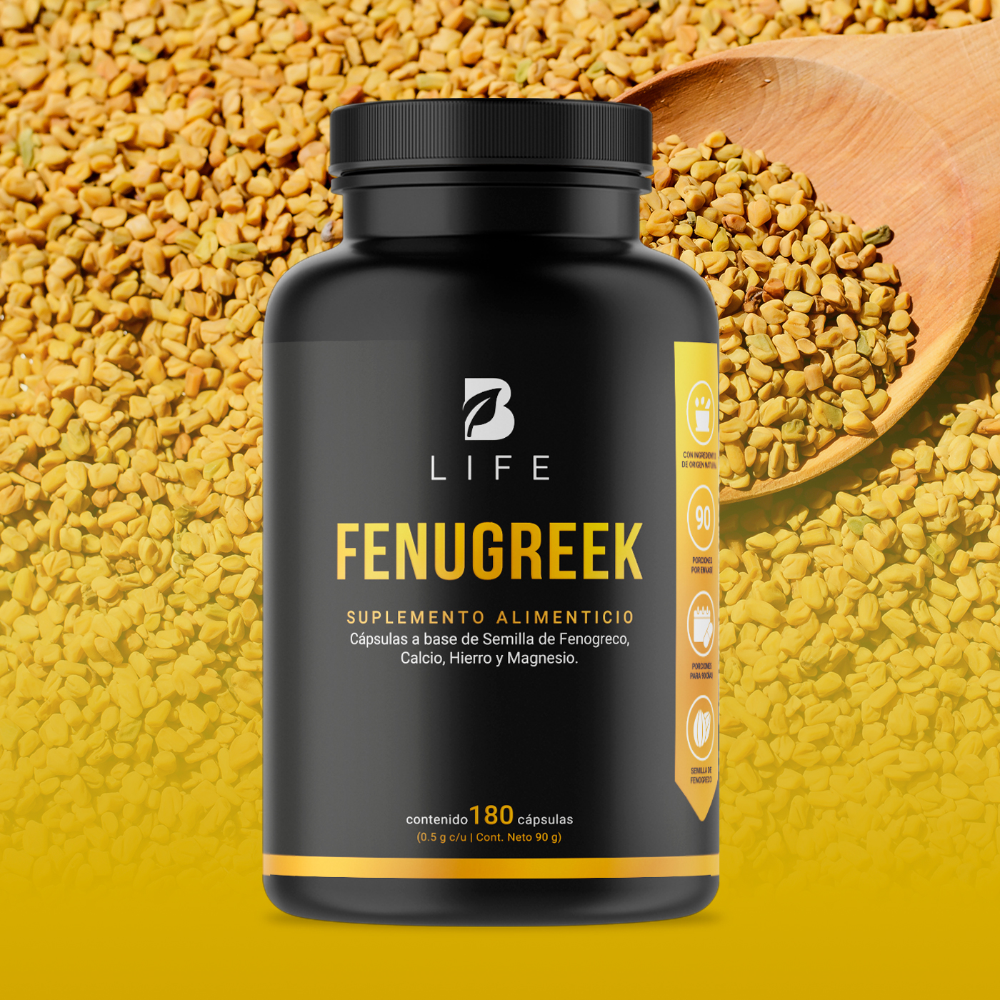 Foto 9 pulgar | Fenogreco de 180 Cápsulas de 500 mg Ingredientes Naturales Fenugreek Seed Powder B Life