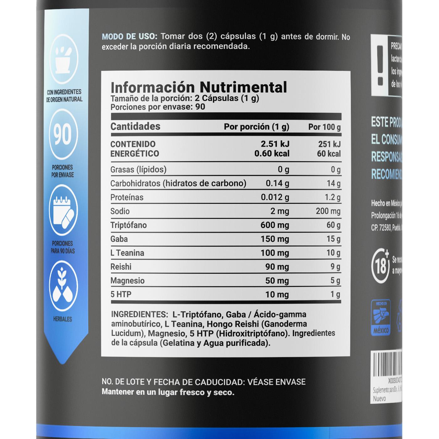 Foto 3 pulgar | Night Blend de 180 Cápsulas Ingredientes Naturales Night Blend B Life
