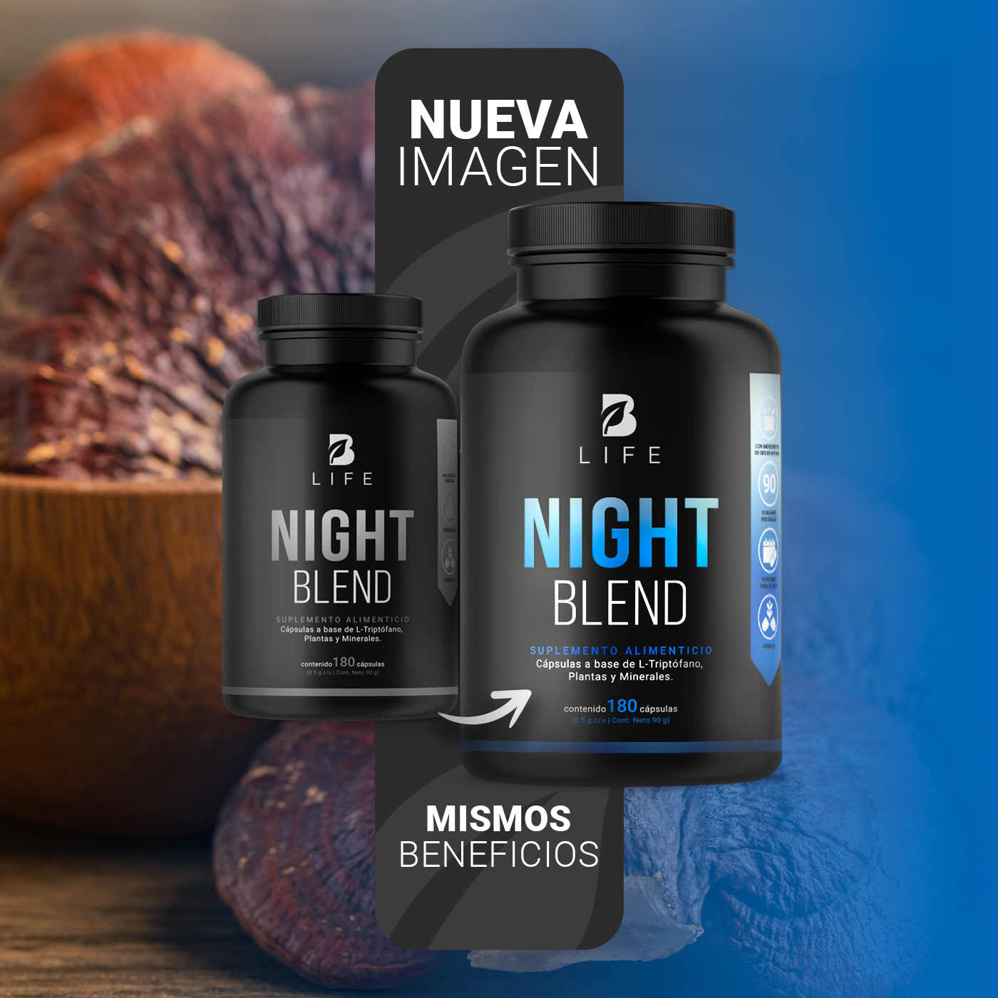 Foto 4 pulgar | Night Blend de 180 Cápsulas Ingredientes Naturales Night Blend B Life