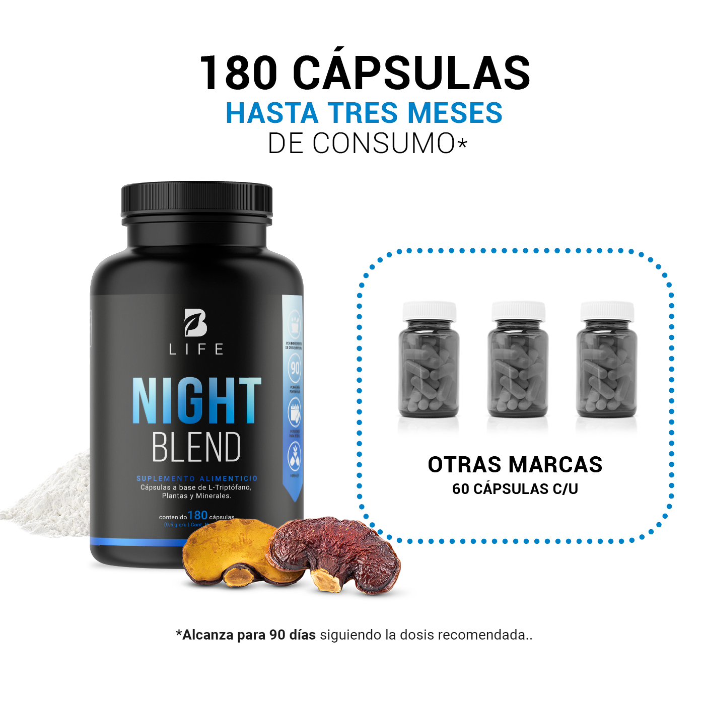Foto 6 pulgar | Night Blend de 180 Cápsulas Ingredientes Naturales Night Blend B Life