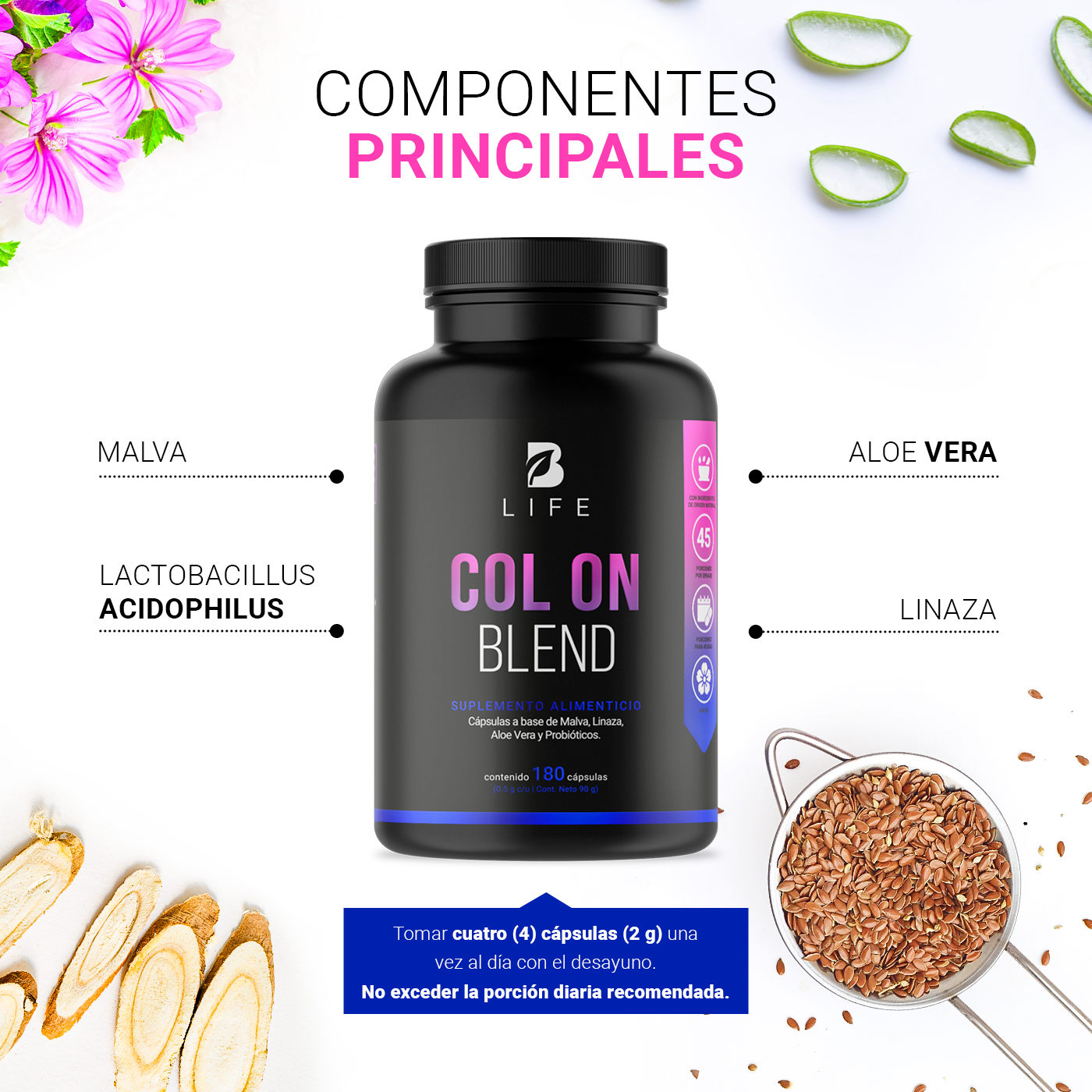 Foto 5 pulgar | Suplemento Alimenticio B Life Col On Blend 180 Cápsulas