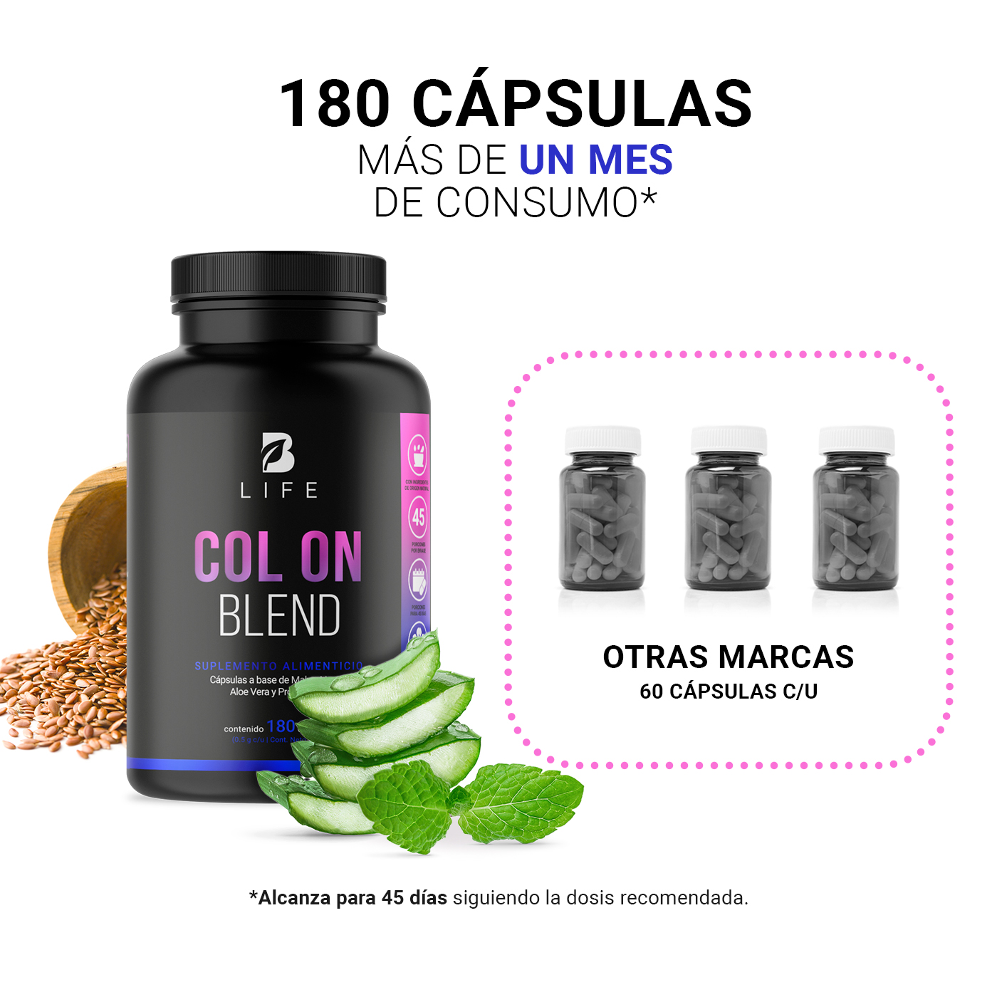 Foto 5 | Suplemento Alimenticio B Life Col On Blend 180 Cápsulas