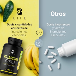 Foto 6 | Citrato de Potasio 240 Cápsulas con 800 mg de Potasio Ingredientes Naturales Potassium Citrate B Life