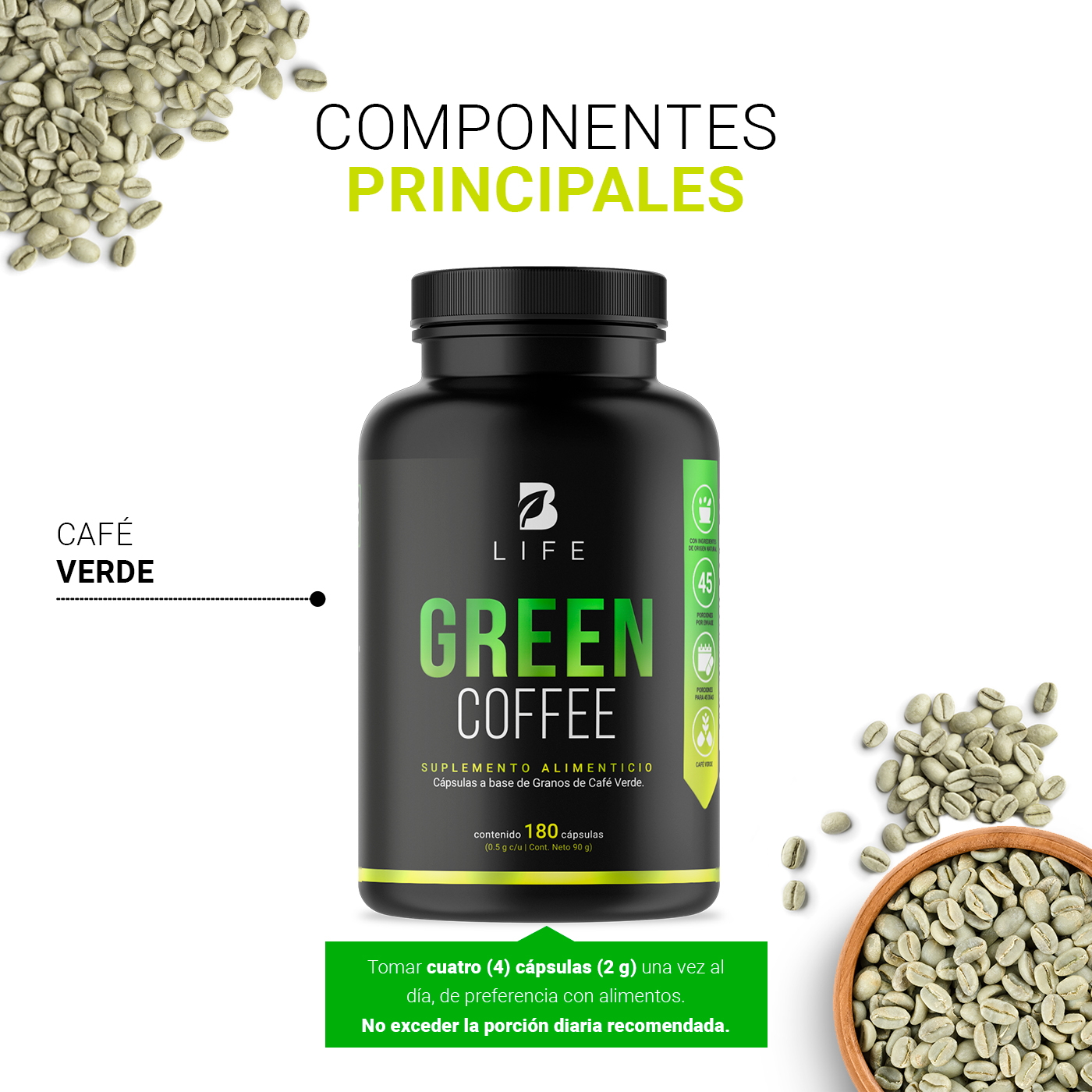 Foto 5 pulgar | Suplemento B Life Green Coffee 180 Cápsulas