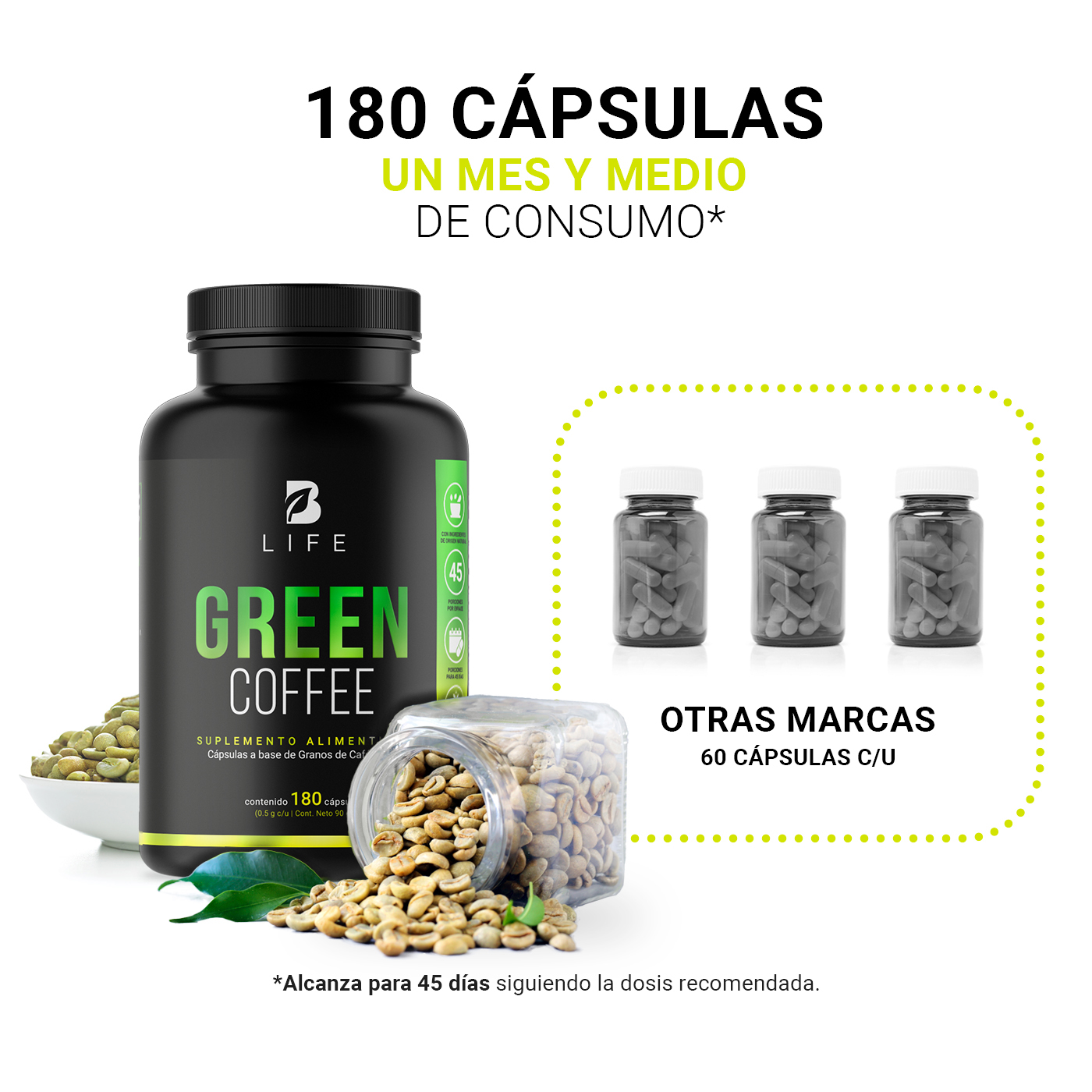 Foto 5 | Suplemento B Life Green Coffee 180 Cápsulas